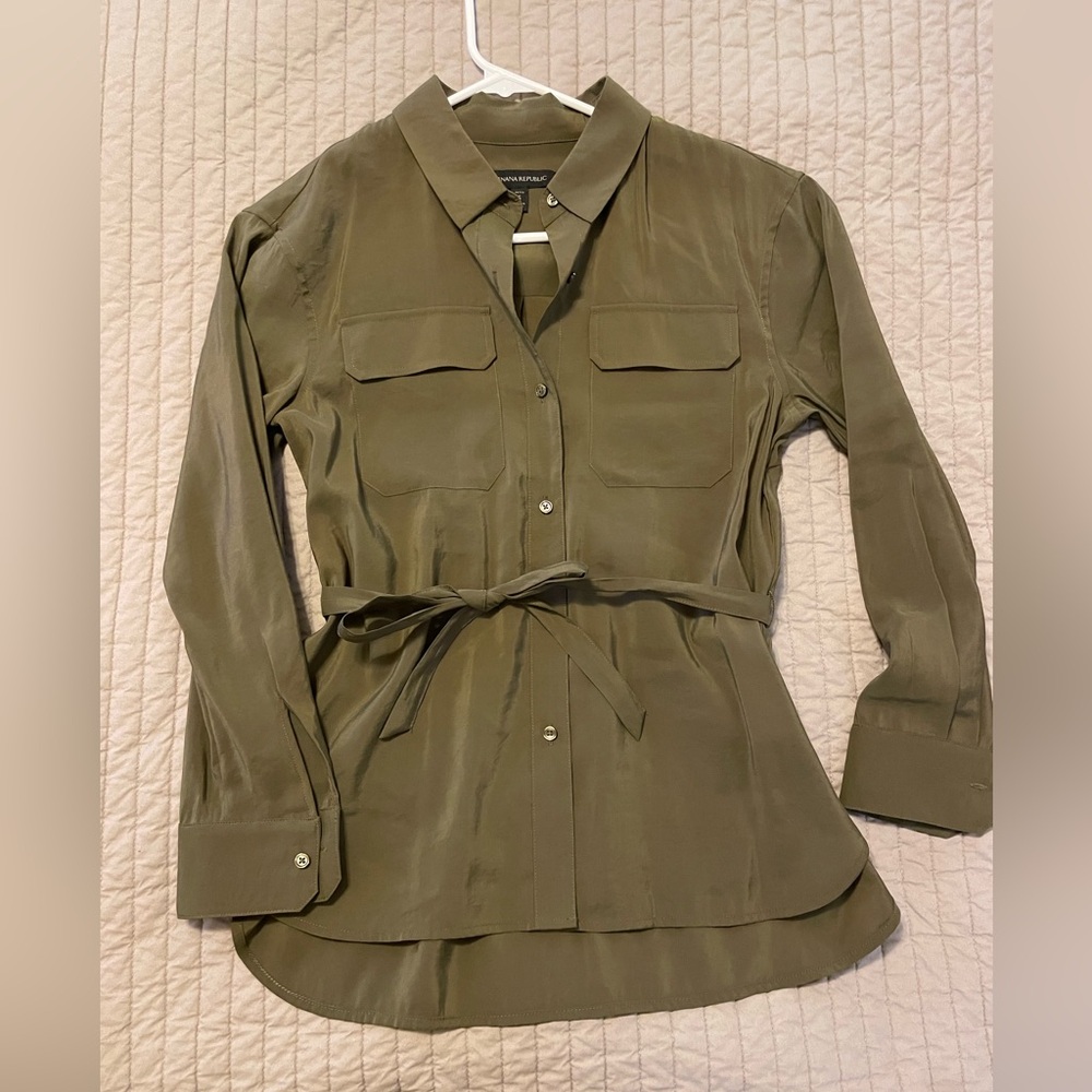 Banana Republic Olive Green Blouse